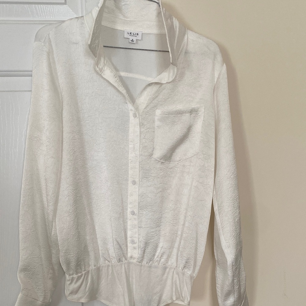Lelis White Long Sleeve Button-Up bodysuit